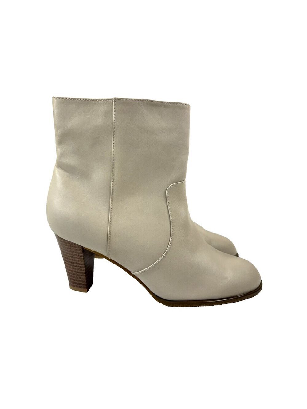 Bloomingdale's Ilene Ivory Leather Ankle Boot Heels Women's Size 9M